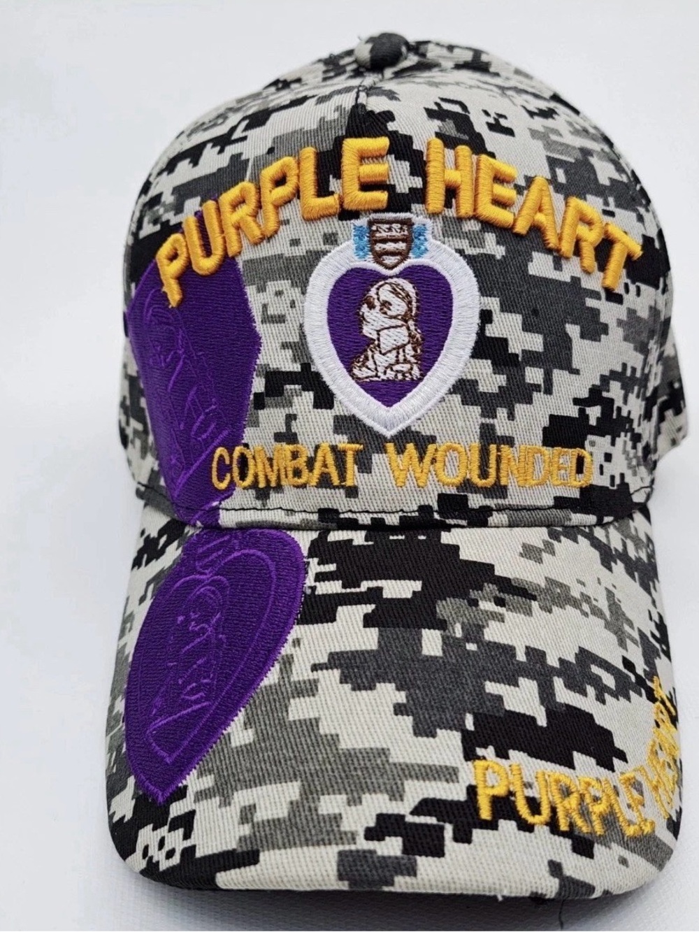Purple Heart Combat Wounded Cap Ball Hat Embroidered Digital Camouflage
